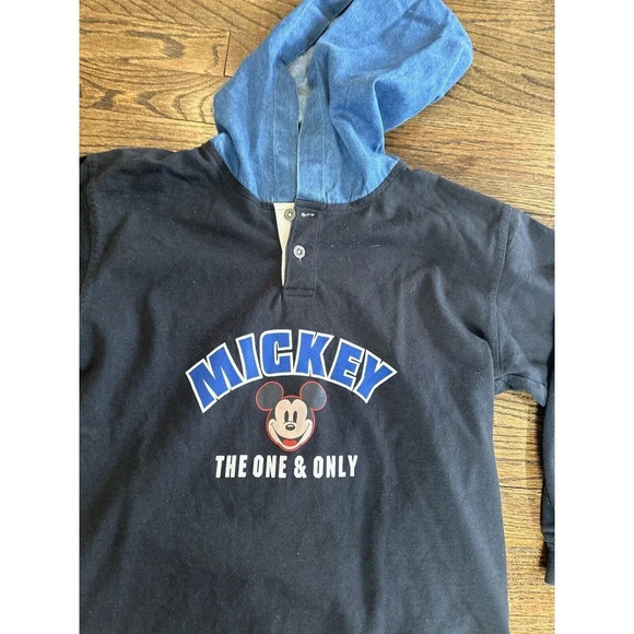 Disney Mickey The One and Only Pull Over Denim Hoodie Boys Medium - Picture 4 of 12